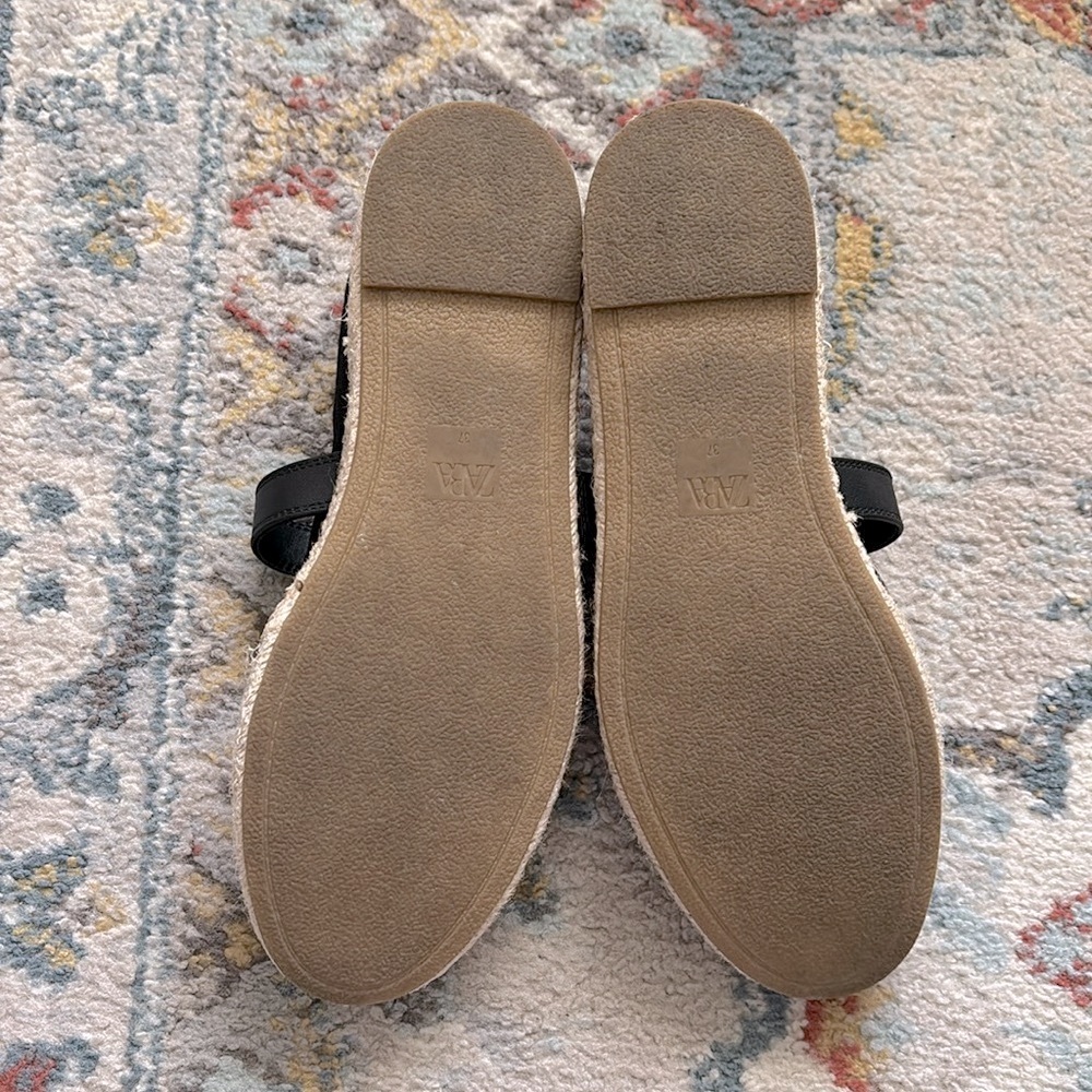 Zara Mary Jane Espadrille Flats with Whipstitch Detail - Picture 6 of 7